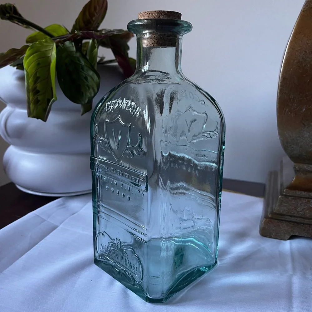 Vintage Inspired Decorative Glass Bottle w/ Cork Stopper